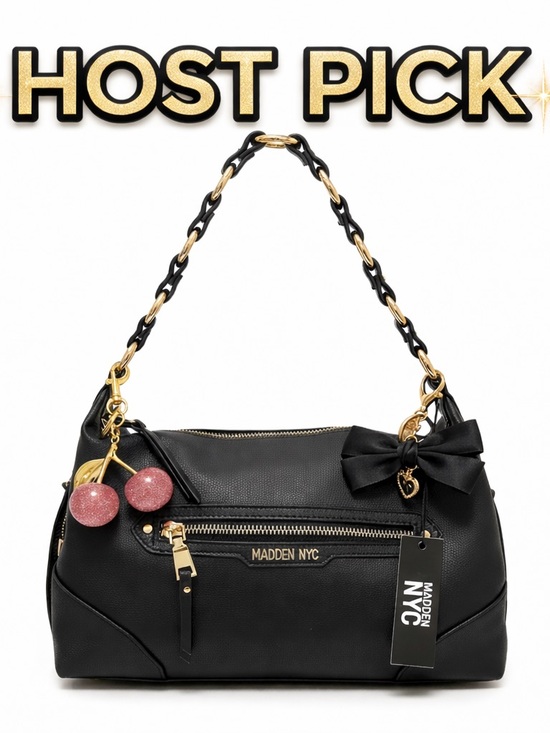 Steve Madden Handbags - Steve Madden Black Shoulder Bag with Gold Accents and Bag Charms